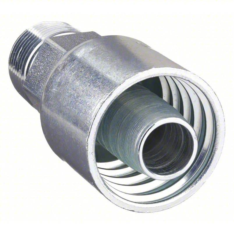 PARKER Hydraulic Crimp Fitting: Steel x Steel, Straight, -6 For Hose Dash Size, Male x Genderless