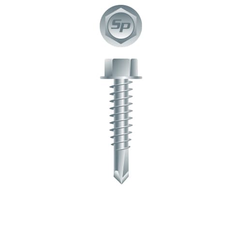 Strong-Point Unslotted Indented Hex Washer Head, Zinc Plated, 10-16 x 3/4, #3 Point, Box of 8,000