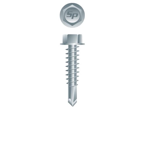 Strong-Point Unslotted Indented Hex Washer Head, Zinc Plated, 6-20 x 3/8, #2 Point, Box of 20,000
