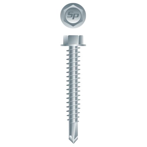 Strong-Point Unslotted Indented Hex Washer Head, Zinc Plated, 8-18 x 1/2, #2 Point, Box of 10,000