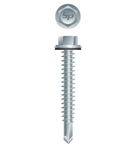 Strong-Point Unslotted Indented Hex Washer Head, Zinc Plated with 1/2 O.D. Bonded Washer, 10-16 x 5/8, #2 Point, Box of 4,000